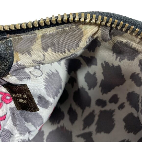 COACH Poppy Black Patent Leather Pleated Clutch Hand Bag Purse Cheetah Liner - Picture 11 of 13